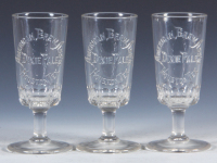 Three Pre-Prohibition embossed beer glasses, 6.1" ht., American Brew. Ass'n, Houston Tex., Dixie Pale, one has two base chips, two in good condition.