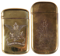 Two Anheuser-Busch match safes, 2.5'' to 2.8'' ht., Anheuser-Busch, double-sided design, Anheuser-Busch St. Louis, Adolphus Busch, both have a little wear.