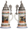 Regimental stein, .5L, 12.3" ht., porcelain, 8. Comp., bayr. Inft. Regt. Nr. 22, Zweibrücken, 1905 - 1907, two side scenes, roster, lion thumblift, named to: Reservist Speth, mint. - 2