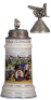 Regimental stein, .5L, 12.6'' ht., porcelain, 3. Batt., 3. Fuss Art. Regt., 27. Batl., Strassburg - Ingolstadt, 1916 - 1918, four side scenes, Weltkrieg 1914 - 1918, lion thumblift, named to: Ludwig Priegler, screw-fuse lid, rare war-time unit, undetectab - 3