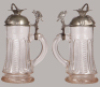 Glass stein, .5L, mold blown, Ulanen Tschapka lid, eagle thumblift, visually perfect pewter repair, otherwise mint.  - 2