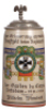 Military stein, 1.0L, stoneware, der Garde du Corps, Potsdam, 1911 - 1914, Reservist Wilhelm Wimbeck, relief pewter lid: Wilhelm II, very rare and unusual, mint.