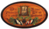 Military commemorative plaque, 11.5" x 19.5", wood, painted and pyrography, photograph, 1914, good condition.