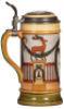 Three Mettlach steins, 1.0L, 2937, & 1.0L, 2938, & 1.0L, 2939, etched, by Quidenus, inlaid lids, all mint. - 5