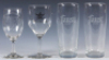 Four beer glasses, 6.0'' to 6.5'' ht., etched, American Pilsner Exquisite; with, A & Eagle, printed Michelob A & Eagle; with, two etched Faust Beer, all excellent condition.