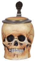 Character stein, .5L, porcelain, marked E. Bohne, Sšhne, Skull, mint.