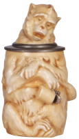 Character stein, .5L, porcelain, marked Musterschutz, by Schierholz, Drunken Monkey, mint.