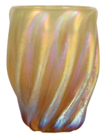 Louis Comfort Tiffany vase, 8.0" ht., 6.0" d., marked: L.C.T. on base, fine thick ribbed Favrile glass, excellent condition.