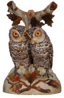 Porcelain figurine, 10.0'' ht., marked E. Bohne Sšhne, Owls, lamp base, very good repair of small flakes.Ê ÊÊ