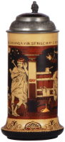 Mettlach stein, .5L, 2192, etched, by H. Schlitt, inlaid lid, mint.