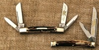 Pair of Stag Fightn' Rooster Eagle Creek Club Knives