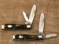 Pair of Stag Fightn' Rooster Eagle Creek Club Knives