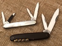 Pair of E. Bruckmann-Pearl 4 bl & wood 2 blade