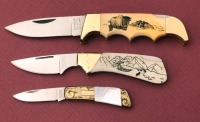 Three Kershaw Scrimmed or Engraved Lockbacks