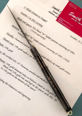 John W Smith Black Lip Pearl Folding Dagger - 3