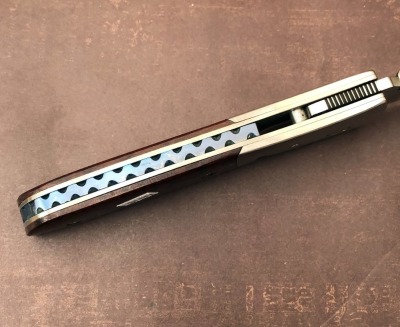 Jim Matthes Handmade Tanto Wood Handle Locking Liner - 2