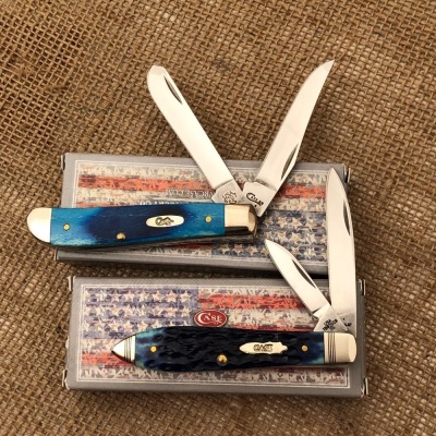 Two Blue Bone Case 2-blades
