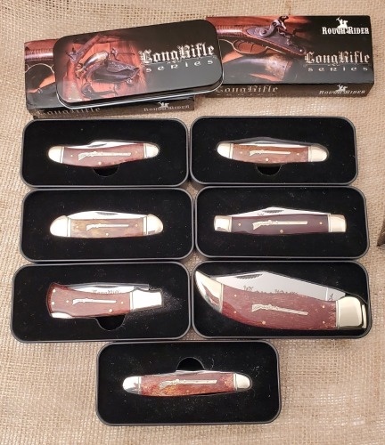Seven Bone Handle Rough Riders in Tins