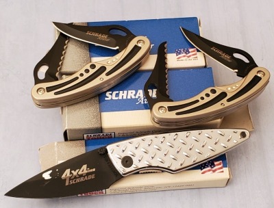 Three Schrade USA Two Avatar and one Silhouette