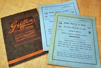 Two John Petty & Sons Catalogs and a Griffon Cutlery Works Catalog