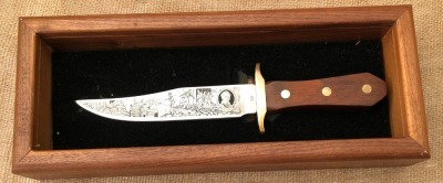 Classic Arms Int Aurum Etching Engraved Wood Handle Bowie