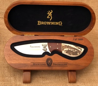 Browning Stag and Wood Handle Drop point Hunter