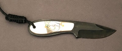 Kelgin Pearl and Abalone Damascus Hunter