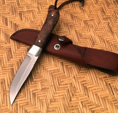 Mike Kinker Burled Wood handle Hunter - 2