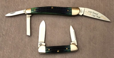 Pair of Blue Green Bone Case SD Club Knives - 2