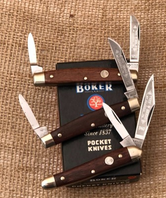 Three Wood Handle Bokers with Boker Box