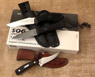 SOG Field Pup & Mini-Pentagon plus Schrade Sharpfinger