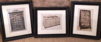 Three Framed Pictures of Antique Case Knife Displays