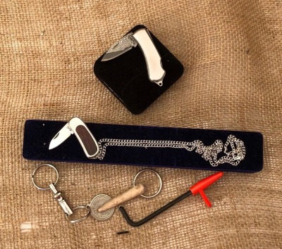 Two Necklace Knives and Two Keychains