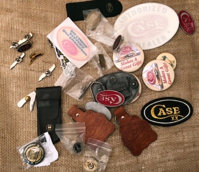 Cutlery Advertising Materials, Buck Case and Parker buttons, pins, key Chians and more