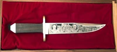 Aurum Etched Republic of Texas Series Wood Handle Bowie