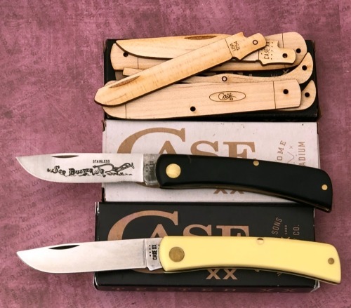 Two Case Sodbuster Jr.'s and a Wood Trapper Knife kit