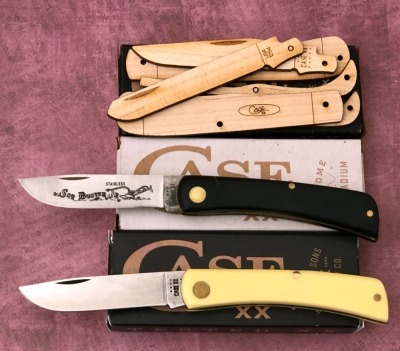 Two Case Sodbuster Jr.'s and a Wood Trapper Knife kit