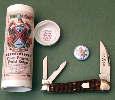 GEC 380321 Burnt Orange Jigged Bone English Whittler #38