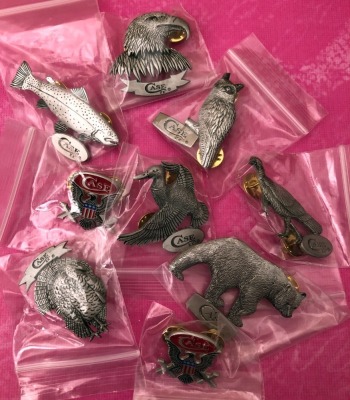 Set of Nine Case Wildlife Pins