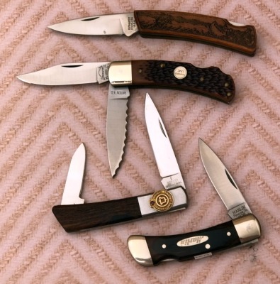 Three Lockbacks and a Two Blade Slip Joint