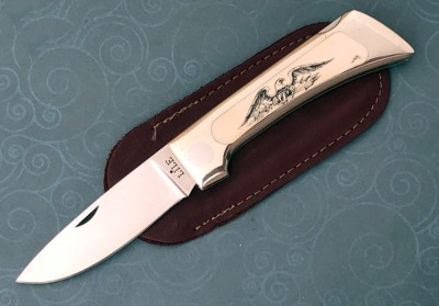Lile With a Dot Stainless and Scrimmed White Bone Lockback