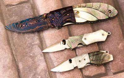 Trio of Unmarked Pearl and Abalone Locking Liners