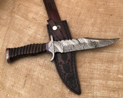 Impact Custom Knives Wood Damascus Fighter - 2