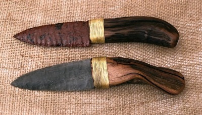 Pair of Rick Bernotas Flint Knapped Knives