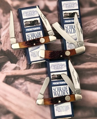 Trio of Schrade Walden Amber Bone Folders