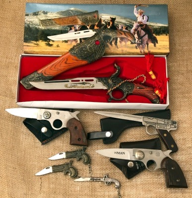 Lot of Seven Novelty Firearm Themed Knives