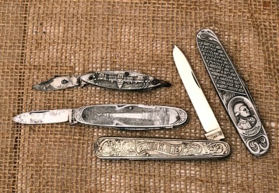 Four Vintage Metal Handle Folders