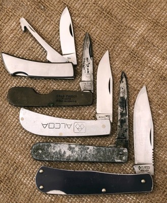 Five Vintage Metal Handle Folders