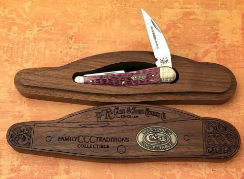 Case Family Traditions Mint Purple Bone Whittler in Whittler Shaped Box
