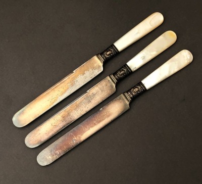 Three 1834 J Russell & Co Pearl Knives